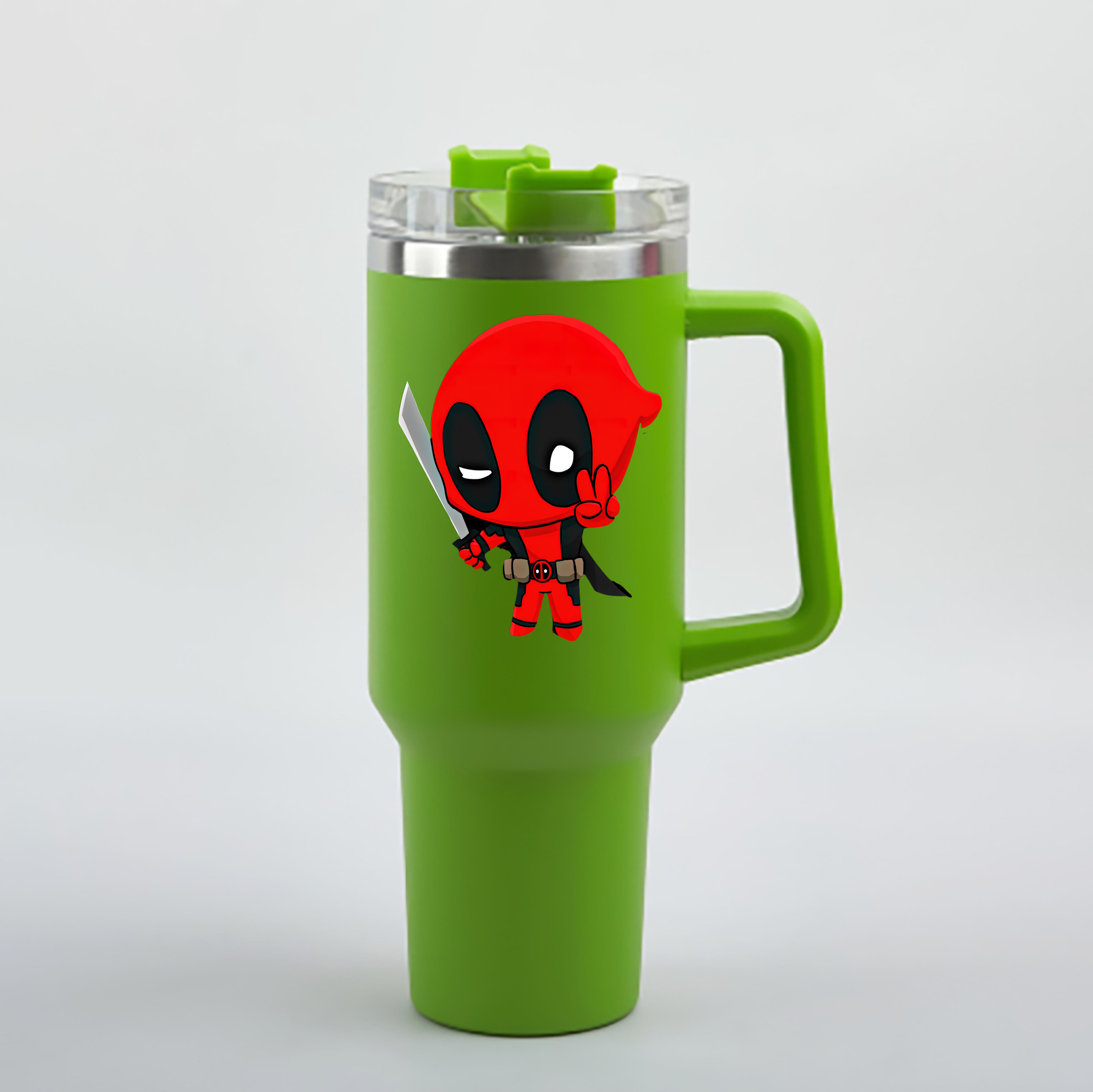 （画像用） Deadpool デッドプール 1200mL車用タンブラー - クリスタルステッカー（プラスチックストロー付き）